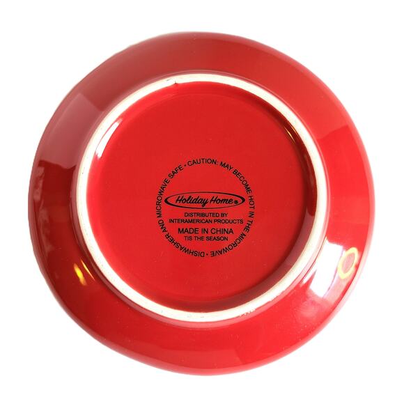 Christmas Holiday Plates Set of 2 Plastic Ceramic Red White Decor - Picture 4 of 6